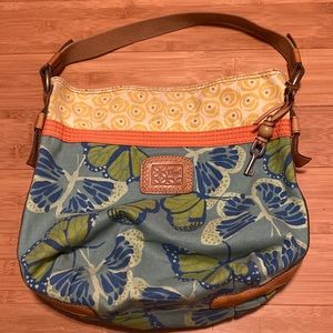 Fossil canvas butterfly tote shoulder bag